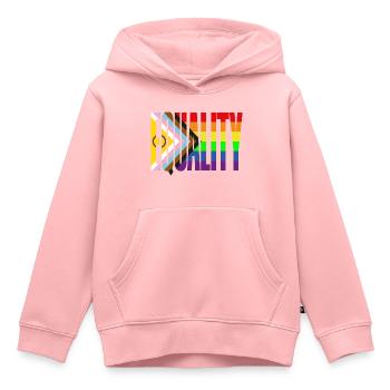 Equality - Kids Premium Organic Hoodie - rose - Front - AI Model Kid Female (0cm)