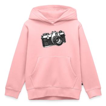 Appareil photo, Appareil photo vintage, Ancien appareil photo, Ancien - Sweat Premium à capuche enfant bio - rose - Devant - AI Model Kid Female (0cm)