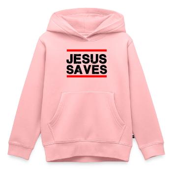 Jesus Saves - Kids Premium Organic Hoodie - rose - Front - AI Model Kid Female (0cm)