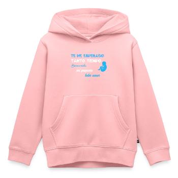 Je t'ai tant attendu BLU WE - Sweat Premium à capuche enfant bio - rose - Devant - AI Model Kid Female (0cm)