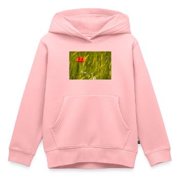 Coquelicot dans un champ de maïs - Sweat Premium à capuche enfant bio - rose - Devant - AI Model Kid Female (0cm)