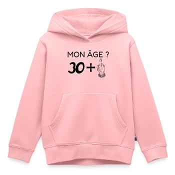 mon âge 31 - Sweat Premium à capuche enfant bio - rose - Devant - AI Model Kid Female (0cm)
