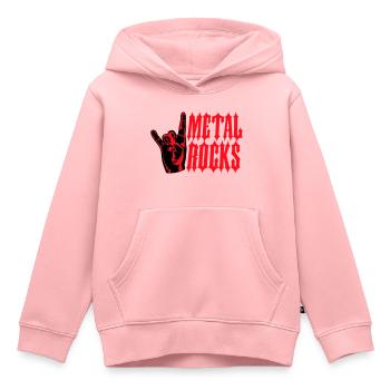 Heavy Metal Rocks Hard Rock Musik Text Spruch Logo - Kinder Premium Organic Hoodie - Rosa - Vorne - AI Model Kid Female (0cm)