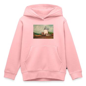 Weiße Mühle, Pferd, Landschaft, Malerei, Malerei - Kinder Premium Organic Hoodie - Rosa - Vorne - AI Model Kid Female (0cm)