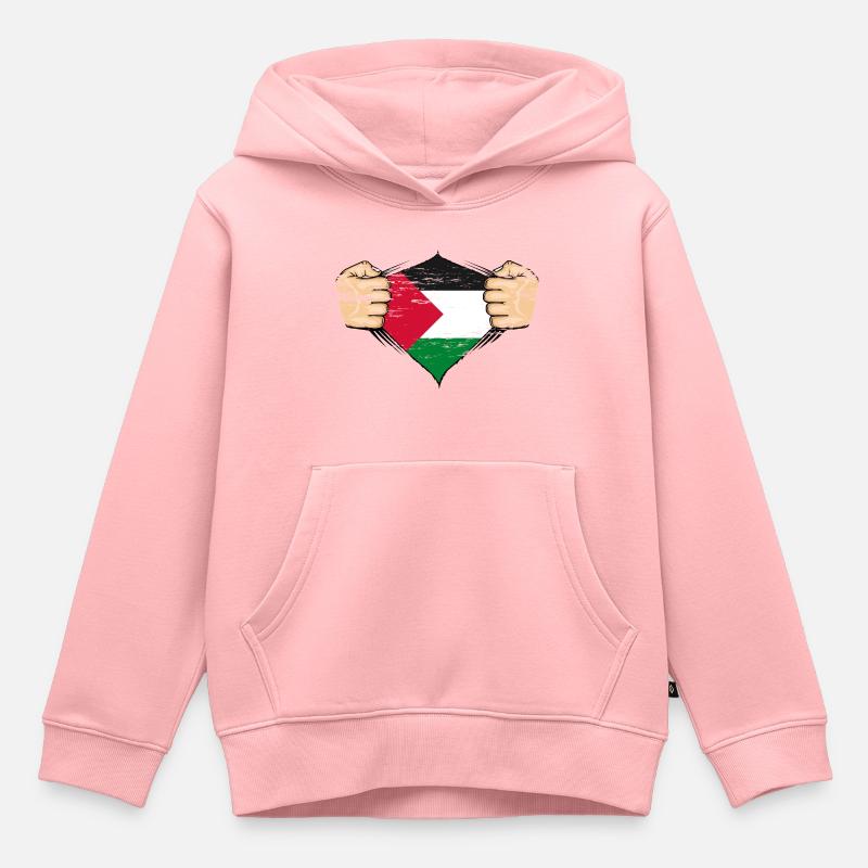 Drapeau de la Palestine Design utilisé - Sweat Premium à capuche enfant bio - rose