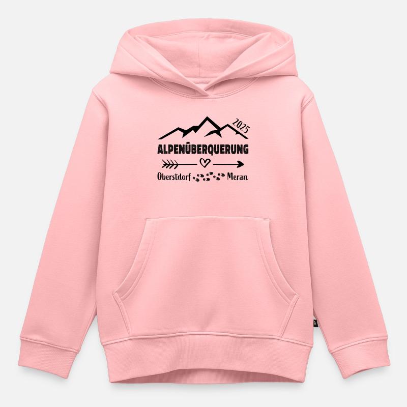 Alpenüberquerung 2025 Oberstdorf Meran E5 Geschenk - Kinder Premium Organic Hoodie - Rosa