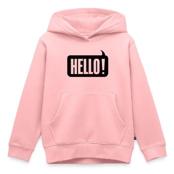 Hello! - Sweat Premium à capuche enfant bio - rose - Devant - AI Model Kid Female (0cm)