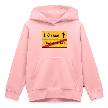 erste klasse - Kinder Premium Organic Hoodie - Rosa - Vorne - AI Model Kid Female (0cm)