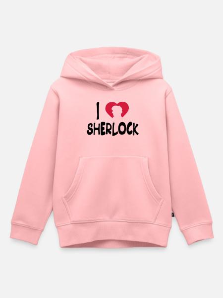 j'aime sherlock - Sweat Premium à capuche enfant bio - rose