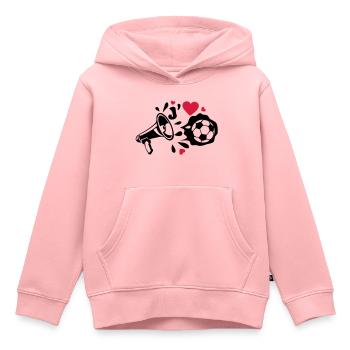 megaphone foot love aime ballon - Sweat Premium à capuche enfant bio - rose - Devant - AI Model Kid Female (0cm)