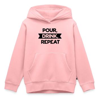 Verser la répétition de boisson - Sweat Premium à capuche enfant bio - rose - Devant - AI Model Kid Female (0cm)