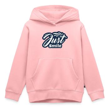 Juste sourire - Sweat Premium à capuche enfant bio - rose - Devant - AI Model Kid Female (0cm)