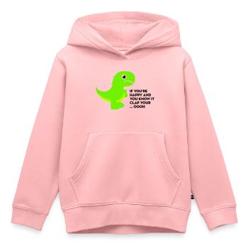 T-Rex tape dans vos mains - Sweat Premium à capuche enfant bio - rose - Devant - AI Model Kid Female (0cm)