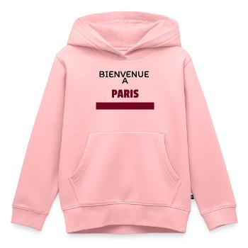 BIENVENUE à PARIS - Sweat Premium à capuche enfant bio - rose - Devant - AI Model Kid Female (0cm)