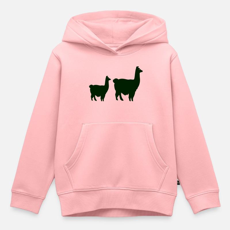 Silhouette de lama - Sweat Premium à capuche enfant bio - rose