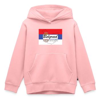 Belgrad - Hauptstadt mit GPS & Flagge - Kinder Premium Organic Hoodie - Rosa - Vorne - AI Model Kid Female (0cm)