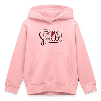 Tu me fais sourire - Adorable adorable adorable avec coeur - Sweat Premium à capuche enfant bio - rose - Devant - AI Model Kid Female (0cm)