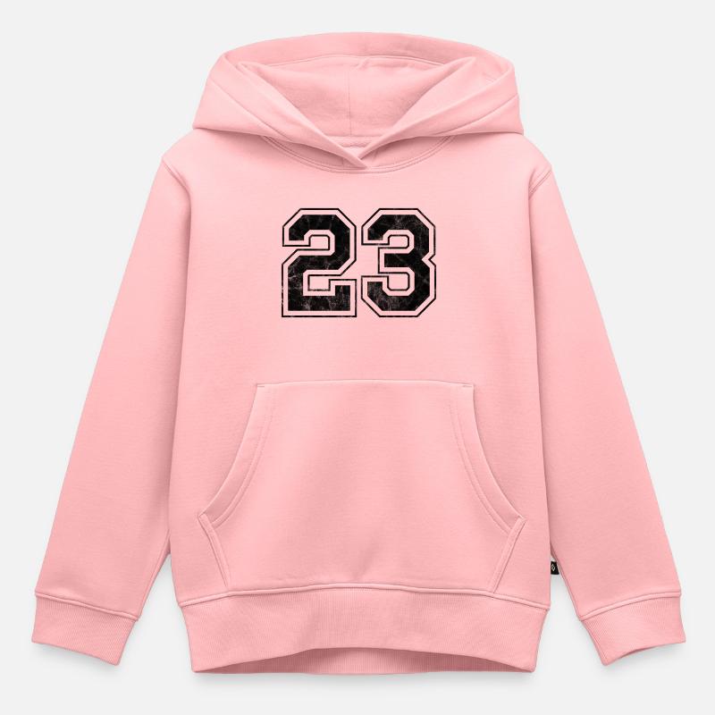 Numéro 23 - Sweat Premium à capuche enfant bio - rose