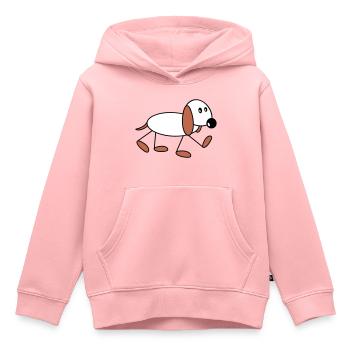 Dog stick figure walks cute walks comic - Kids Premium Organic Hoodie - rose - Front - AI Model Kid Female (0cm)