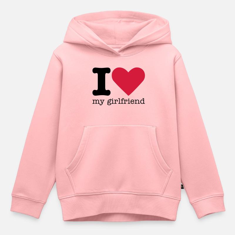 I Love My Girlfriend - Sweat Premium à capuche enfant bio - rose