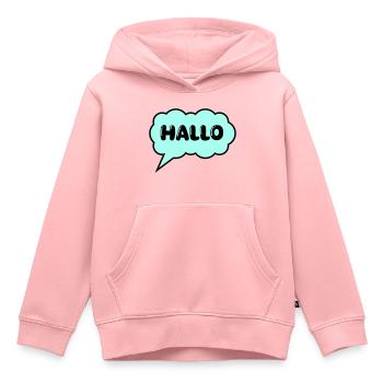 Bulle de dialogue Bonjour - Sweat Premium à capuche enfant bio - rose - Devant - AI Model Kid Female (0cm)
