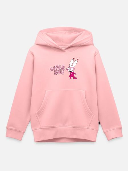 Simon Superhase Super Lou Mit Schriftzug - Kinder Premium Organic Hoodie - Rosa