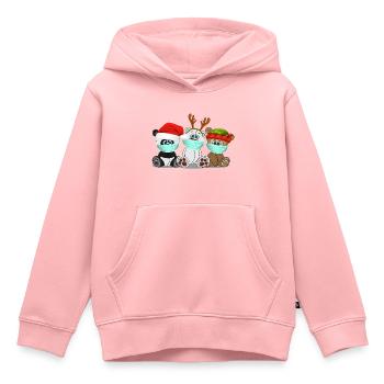Xmas Grizzly Polar Panda Bären mit Mundschutz - Kinder Premium Organic Hoodie - Rosa - Vorne - AI Model Kid Female (0cm)