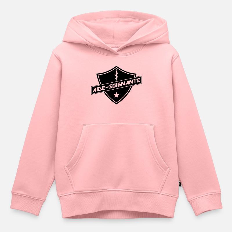 blason aide-soignante - Sweat Premium à capuche enfant bio - rose