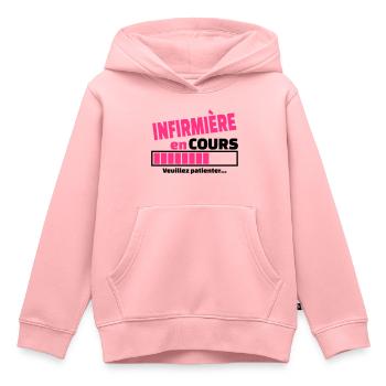 infirmière en cours - Sweat Premium à capuche enfant bio - rose - Devant - AI Model Kid Female (0cm)