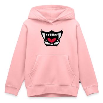 gueule feroce langue ouverte dent 902 - Sweat Premium à capuche enfant bio - rose - Devant - AI Model Kid Female (0cm)