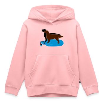 2 Flat Coated Retriever auf Dummy - Kinder Premium Organic Hoodie - Rosa - Vorne - AI Model Kid Female (0cm)