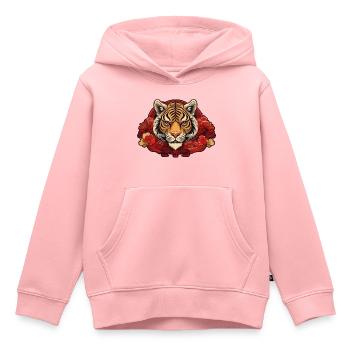 Tiger with Background - Kinder Premium Organic Hoodie - Rosa - Vorne - AI Model Kid Female (0cm)