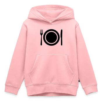 Teller und Besteck - Kinder Premium Organic Hoodie - Rosa - Vorne - AI Model Kid Female (0cm)