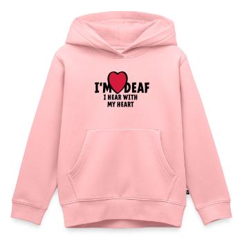 Ich bin taub Ich kann dich nicht hören Ich höre mit meinem Herzen - Kinder Premium Organic Hoodie - Rosa - Vorne - AI Model Kid Female (0cm)