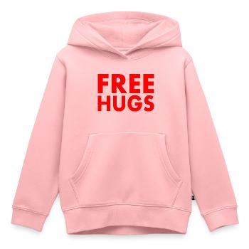 Free hugs - Sweat Premium à capuche enfant bio - rose - Devant - AI Model Kid Female (0cm)
