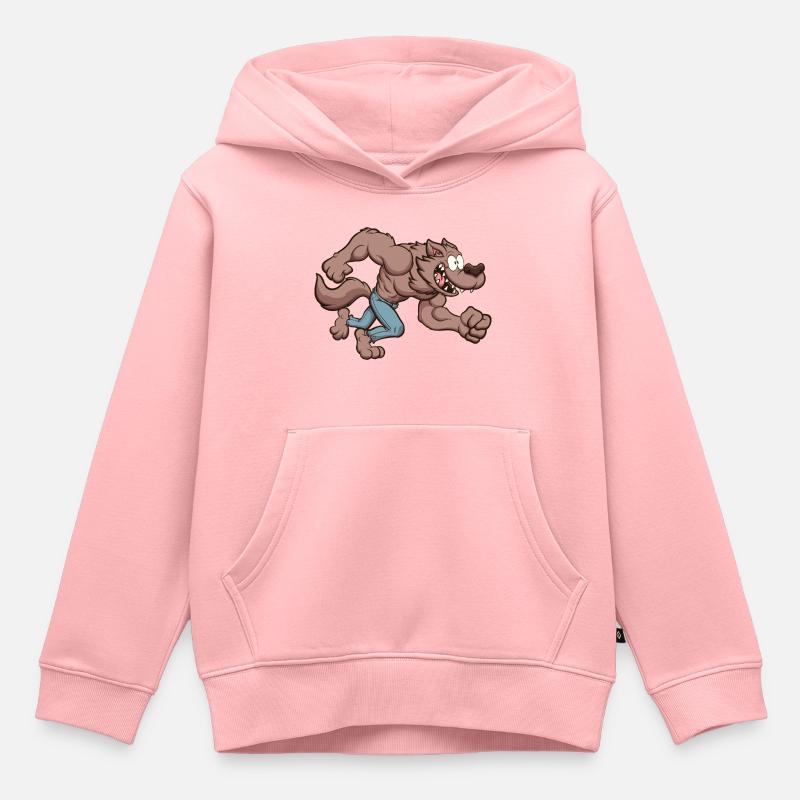 Loup-garou en cours d’exécution - Sweat Premium à capuche enfant bio - rose