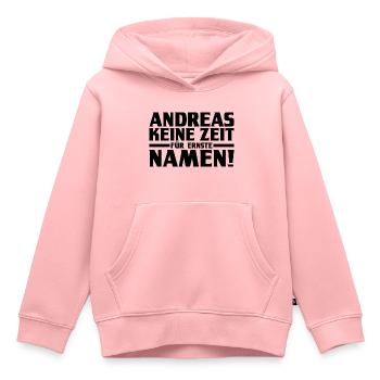 Prénom Andreas - Sweat Premium à capuche enfant bio - rose - Devant - AI Model Kid Female (0cm)