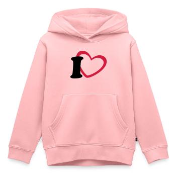 i love - Kinder Premium Organic Hoodie - Rosa - Vorne - AI Model Kid Female (0cm)