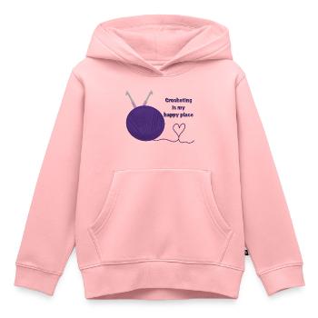 Häkeln ist mein glücklicher Ort - Kinder Premium Organic Hoodie - Rosa - Vorne - AI Model Kid Female (0cm)