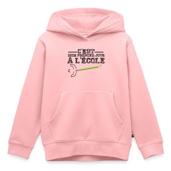 c'est mon premier jour à l'école - Sweat Premium à capuche enfant bio - rose - Devant - AI Model Kid Female (0cm)