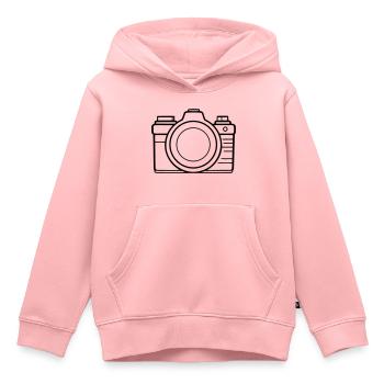 Appareil photo, Appareil photo vintage, Ancien appareil photo, Ancien - Sweat Premium à capuche enfant bio - rose - Devant - AI Model Kid Female (0cm)