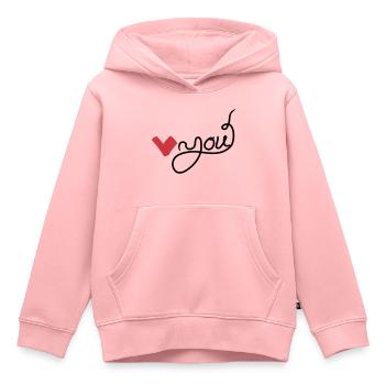 Heart you handwritten - Kids Premium Organic Hoodie - rose - Front - AI Model Kid Female (0cm)