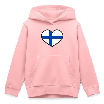Finlande - Sweat Premium à capuche enfant bio - rose - Devant - AI Model Kid Female (0cm)