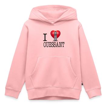 I love Ouessant von I Love Bretagne - Kinder Premium Organic Hoodie - Rosa - Vorne - AI Model Kid Female (0cm)