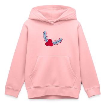 Feuilles et baies de houx de Noël1 - Sweat Premium à capuche enfant bio - rose - Devant - AI Model Kid Female (0cm)