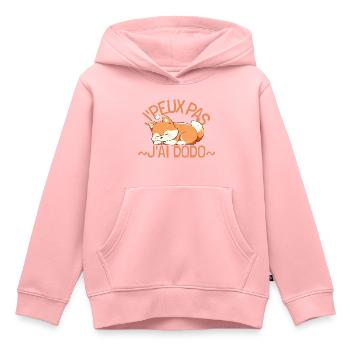 Je peux pas j'ai dodo. Renard mignon - Sweat Premium à capuche enfant bio - rose - Devant - AI Model Kid Female (0cm)