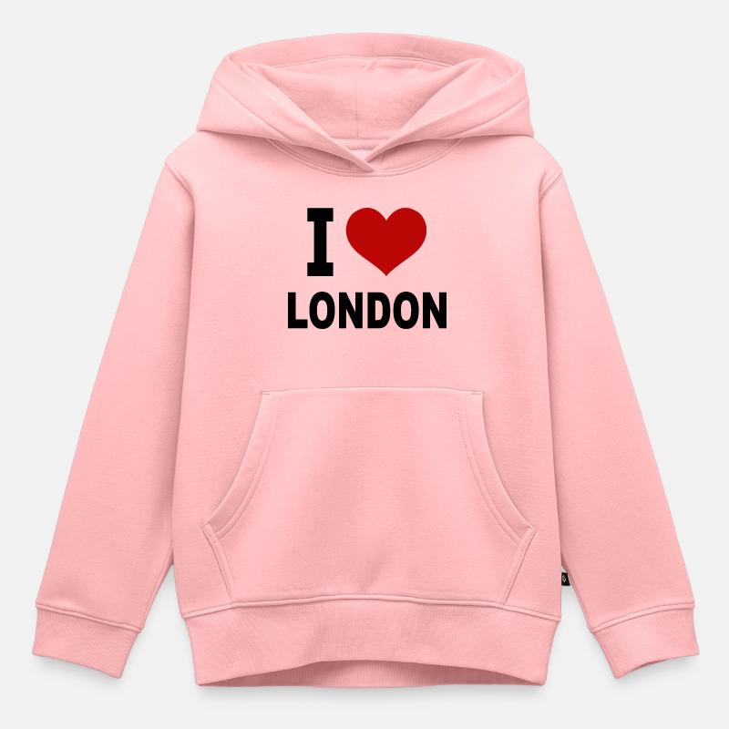 J’adore Londres - Sweat Premium à capuche enfant bio - rose
