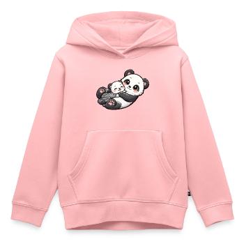 Maman panda se blottit contre son doux petit - Sweat Premium à capuche enfant bio - rose - Devant - AI Model Kid Female (0cm)