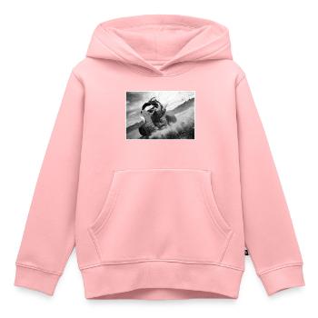 QUAD IN ACTION - Kinder Premium Organic Hoodie - Rosa - Vorne - AI Model Kid Female (0cm)