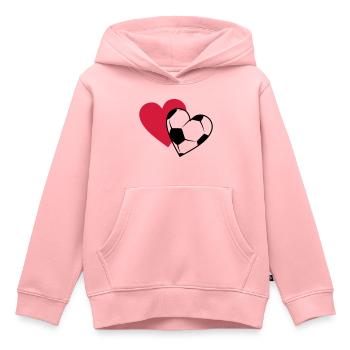 coeurs de football, couleur au choix - Sweat Premium à capuche enfant bio - rose - Devant - AI Model Kid Female (0cm)